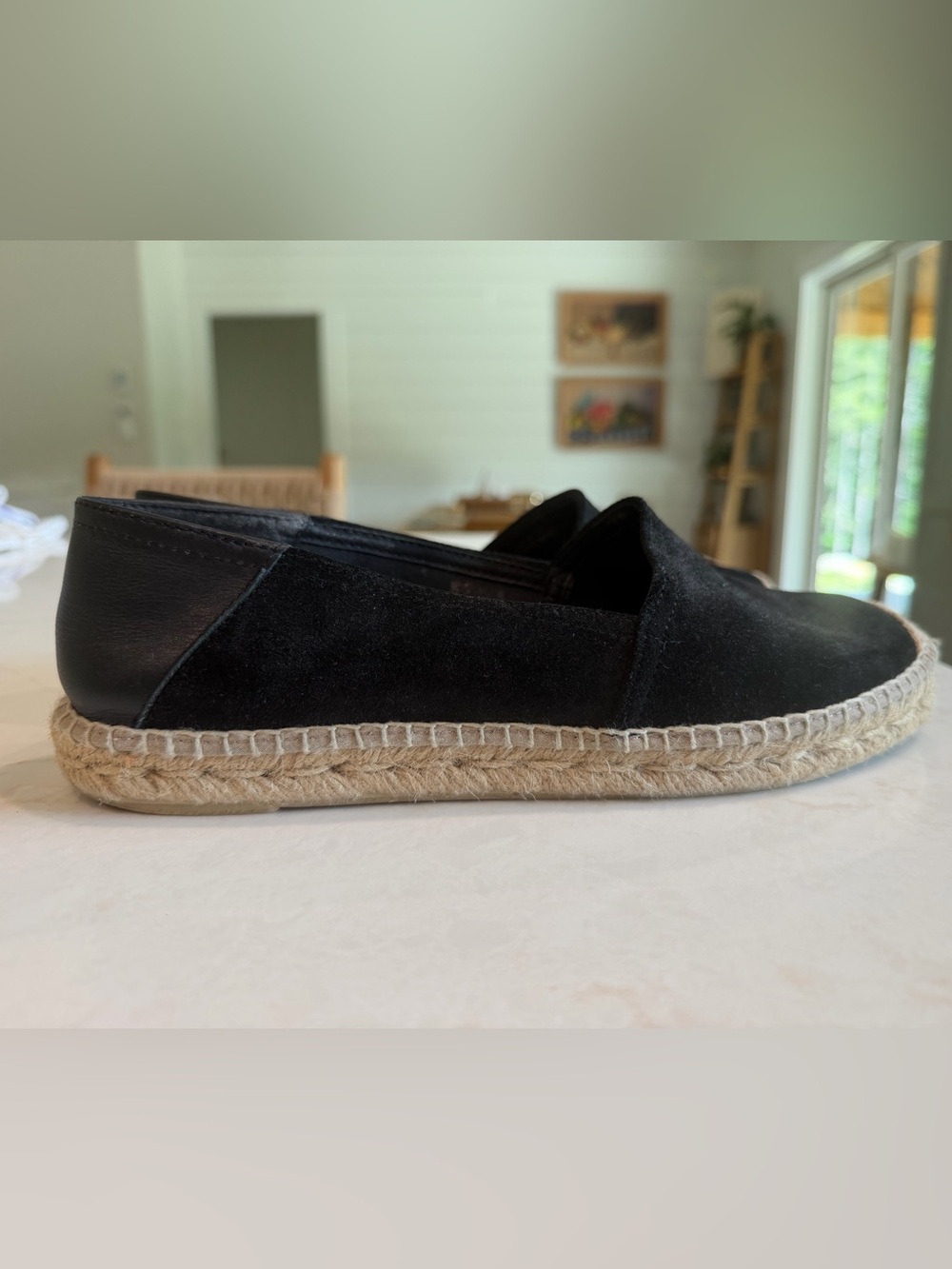 Geox Black Espadrille Slip-On Flats